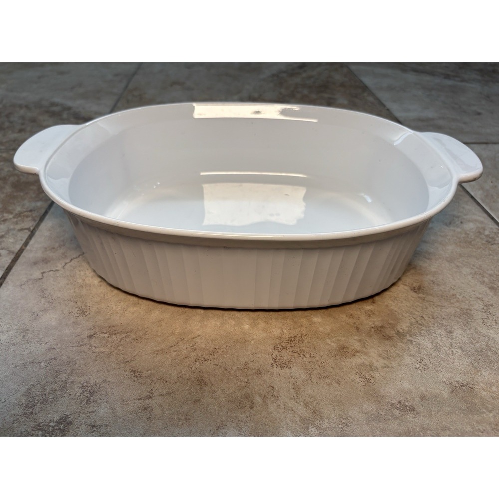 CorningWare French White 4 Qt Oval Casserole &Glass Pyrex Lid F-14-B Baking Dish - Picture 3 of 8